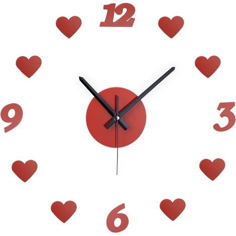 Orologio da parete decorativo romantico personalizzabile finitura originale diametro regolabile in plastica rossa 130013275