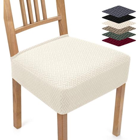 Stuhlbezug 4er Set Jacquard Stretch für Esszimmerstühle, creme (1/5)