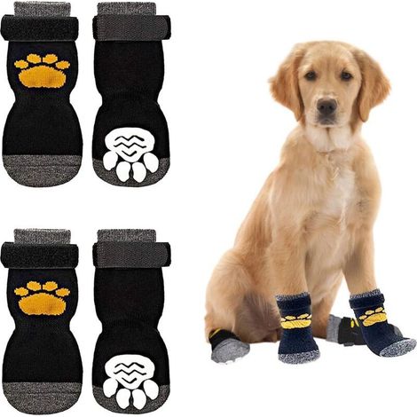 Dog Socks, 2 Pairs Adjustable Non-Slip Dog Socks, Textile Dog Accessories for Small Medium Dogs Cats Puppies (M) (1/5)
