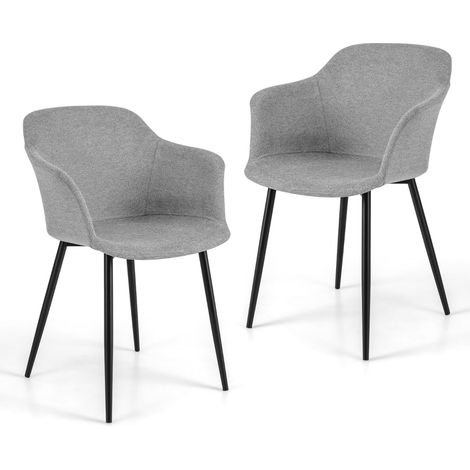 Set di 2 sedie da pranzo, grigio chiaro, schienale ergonomico