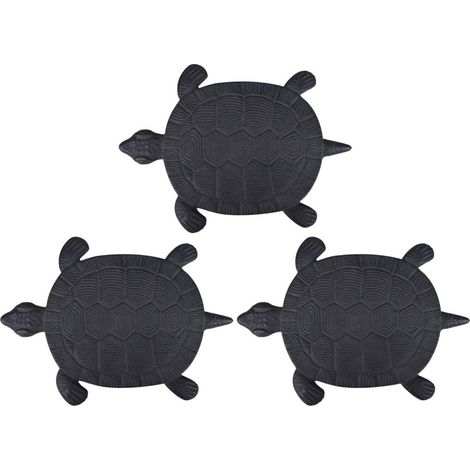 Esschert Design – Pas japonais motif tortue – Lot de 3 – Dimensions 32,2 x 23 cm – Fonte noire – Détails soignés et finition de qualité (1/4)