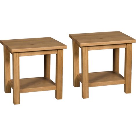 Hallowood Furniture Waverly Oak Small Table, Light Oak Side Table Set of 2, Console Table, Solid Wooden Coffee Table for Living Room, Bedside Table, Lamp Table, Telephone Table, End Table (1/5)