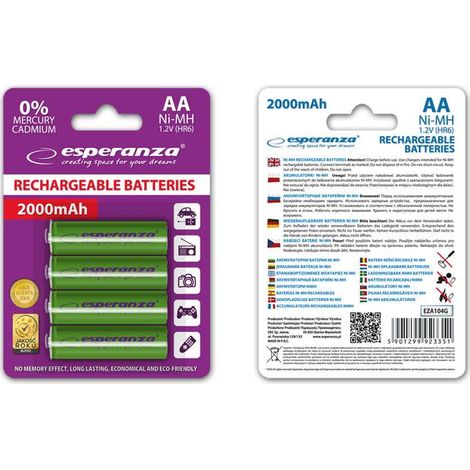 Batterie Esperanza AA 2000mAh 4 pezzi verdi