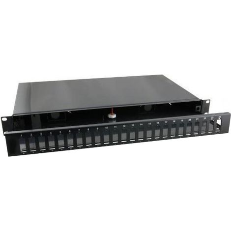 Cassetto Ottico 19'' 24 Porte SC Duplex Nero Fisso - Soluzione Professionale per Gestione Fibra Ottica (1/5)