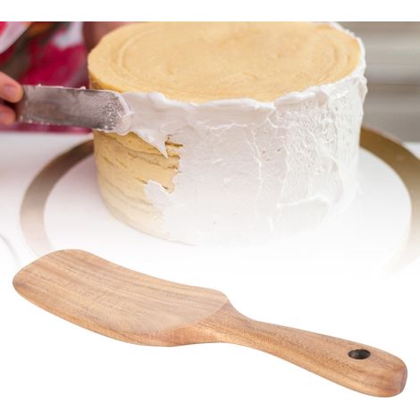 Spatule en teck, ustensile de cuisine en bois de qualité alimentaire, 26 x 6 cm (1/5)