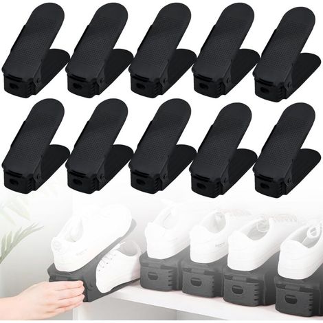 Étagères à Chaussures Réglables,Organisateur de Chaussures,Ensemble de Supports à Chaussures à Double Couche(10pcs) (1/5)
