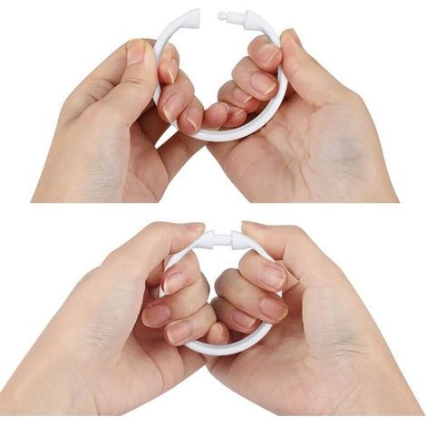 Anneaux de Rideau de Douche en Plastique Blanc Lot de 12 Crochets en Forme de O Glissement Facile (1/3)