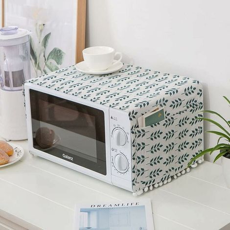 DEESSE SHOP - Housse anti-poussière pour four à micro-ondes, accessoire de four à micro-ondes, housse anti-huile, motif épis de blé vert (1/5)