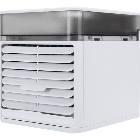 Ventilateur de climatisation, mini rafraîchisseur d'air, humidificateur et purificateur 4 en 1 avec lumière LED, blanc (1/5)