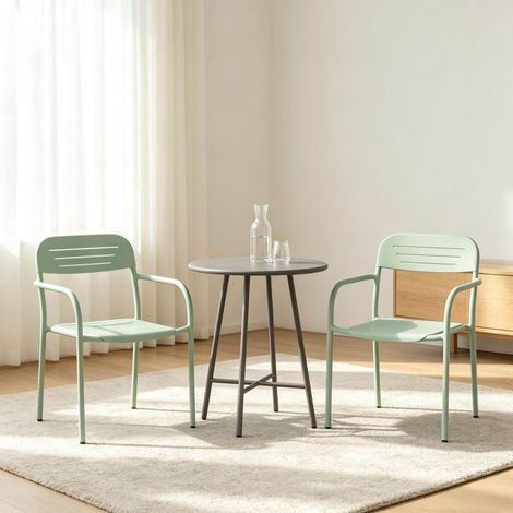 Set de 2 chaises de jardin en métal vert, empilables, 56 x 58 x 78 cm, REDOM (1/5)