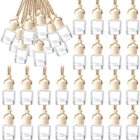 Lot de 25 flacons de parfum vides en verre – Flacons à suspendre pour voiture (DIY/Rechargeables) – 8 ml (1/5)