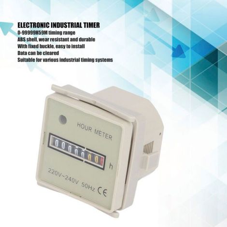 1 Compteur horaire, Haute précision 0-99999H59M, Boîtier ABS, Panneau 48x48mm, AC 220-240V, Usage industriel (1/5)