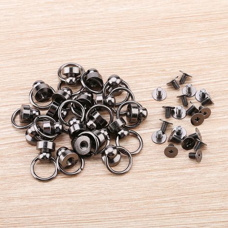 20 Metallnieten mit Ringöse zur Verzierung von Handtaschen/Handyhüllen (schwarz) (1/5)