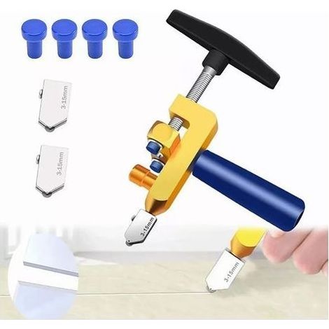2 En 1 Manuel Coupe-Verre Coupe Carreaux, Outil De Coupe De Carrelage En Verre Coupe Verre Coupe Carrelage, Kit D'outils De Coupe De Verre Avec Brise Verre Pour 3-15mm Carreaux De Verre, Miroir (1/4)