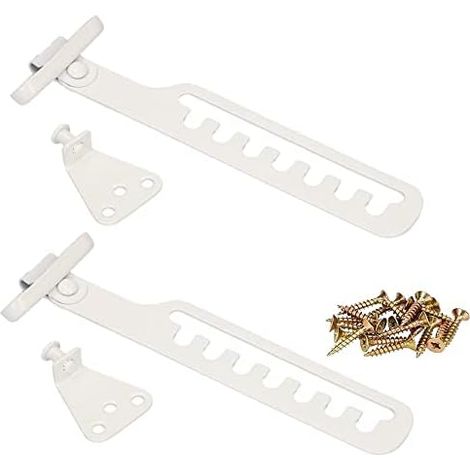 Lot de 2 régulateurs à bascule pour fenêtre - Protection contre les chocs - Verrou de fenêtre - Pour régler l'ouverture de fenêtre - Coupe-basculement - Blanc (1/5)