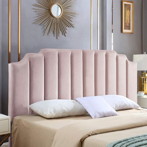 Rincon Pink Plush King 26 inch Strutted Headboard