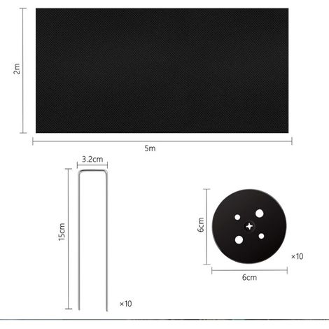 Toile de Paillage Feutre Geotextile 10m² (2mx5m), avec Anti-Déchirure et Anti-Ultraviolette Perméable Paillage Jardin, Toile paillage 50g/m², La Geotextile Peut remplacer Les Desherbant