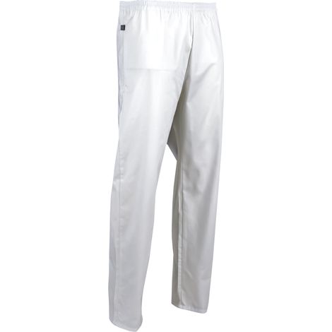 Pantalon Blanc Medical et Cuisine LMA AGENT 1736 - Unisexe - Taille elastiquee - 65% Polyester 35% Coton - Taille 3