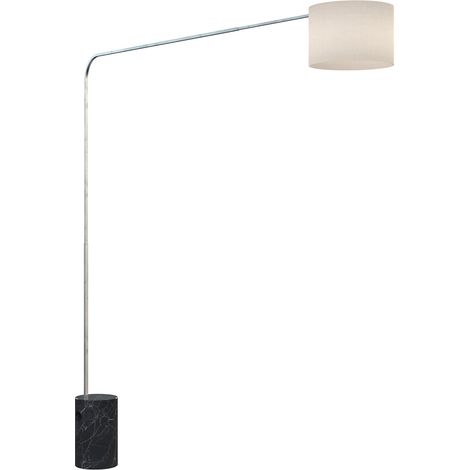 Piantana Contemporanea Corner Marmo Alto Nero Tessuto Bianco 1 Luce E27