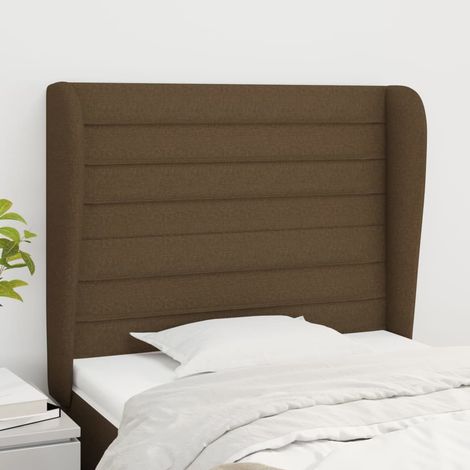 Kopfteil mit Ohren Dunkelbraun 93x23x118/128 cm Stoff (1/5)