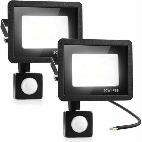 Stück 20-W-Sicherheitsleuchten mit PIR-Bewegungsmelder, intelligente LED-Flutlichtstrahler, 1600 Lumen, 3000 K warmweiße Außenleuchten, IP66 wasserdichte LED-Außenstrahler für Garten und Garage – Crez