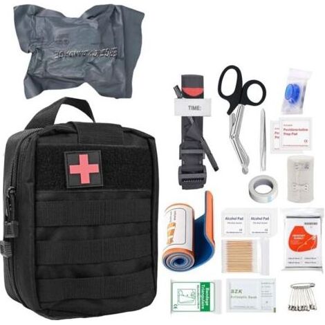 Pair Kit de premiers secours en plein air, 46 pièces, kit de premiers secours militaire, sac tactique médical, équipement de survie, sac de premiers secours pour l'extérieur, la maison, la voiture, le (1/5)