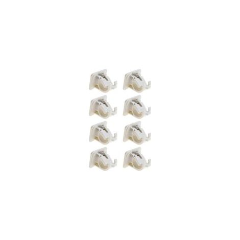 Lot de 8 supports de tringle à rideaux réglables pour suspendre le rideau, voile, manteau, décoration de jardin, loisirs créatifs, salle de bain, fixation murale sans clous Blanc (1/4)