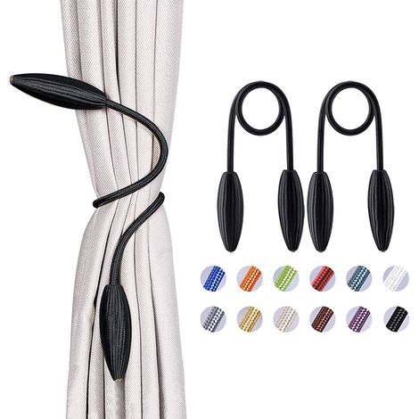 2 Pack Creative Twist Curtain Tiebacks (Black) European Style Decorative Curtain Holdbacks for Home Office Window Blackout Sheer Curtains (1/5)