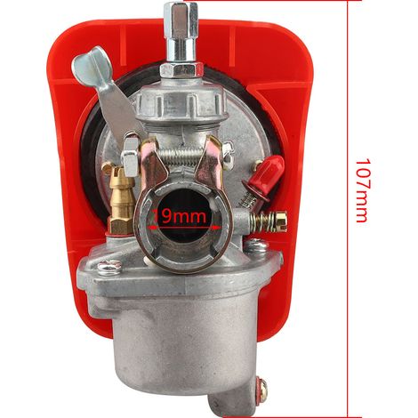 Accessories for mini-bikes, red carburetor with air filter, suitable for 50cc, 60cc and 80cc two-stroke motorcycles. (1/5)