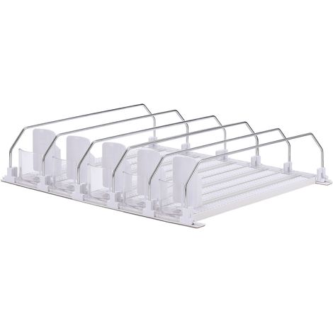 Organisateur de boissons pour réfrigérateur avec distributeur à ressort en plastique ABS et séparateurs en métal, ajustable pour canettes et bouteilles, blanc, tailles 31 cm/38 cm, options 3/5/6 pcs (1/5)