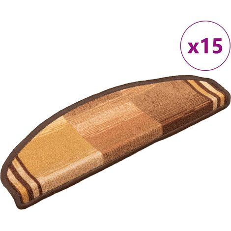 Tapis d'escalier auto-adhésifs, lot de 15, marron, 65 x 21 x 4 cm (1/5)