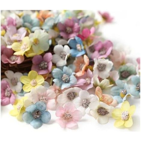 100 Têtes de marguerite, Fleurs en soie 2cm, Pétales 3 couches, Décoration mariage fête (1/5)
