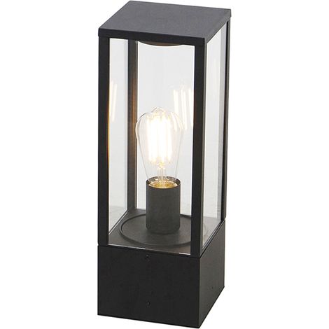 QAZQA Palo da giardino charlois - Design - Alluminio,Vetro - Nero/Trasparente - Oblungo E27 Max. 1 x 7 Watt