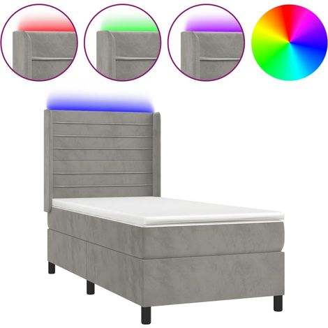Maison Exclusive - Boxspringbett mit Matratze & LED Hellgrau 80x2