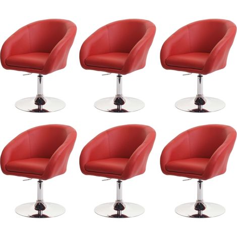 Lote de 6 sillas de comedor HHG-247, silla de cocina silla giratoria silla de salón, giratoria regulable en altura, imitación de cuero rojo (1/5)