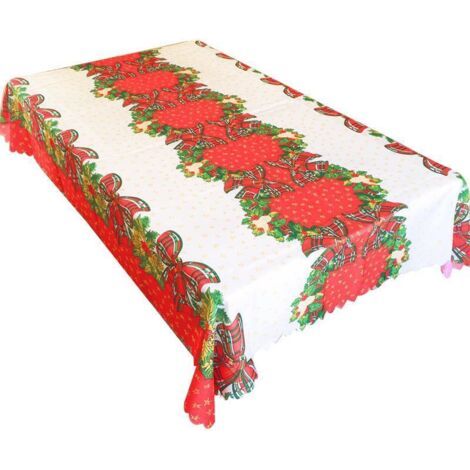 Nappe de Noel Rectangulaire Tissu Nappe Table Noel Nappe Rouge Modèle d'arc Decoration Noel Lavable Nappe Cuisine Protection Table Nappe de Table 150x180cm Decoration Noel Table Nappe