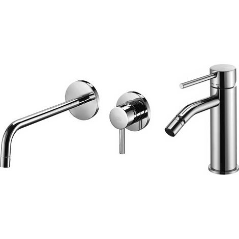 Set miscelatore lavabo a parete e bidet senza piletta di scarico colore cromo Paffoni Light KITLIG5CR