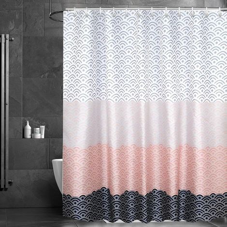 Rideau de Douche 120x180 cm Imprimé Floral, Tissu Polyester Imperméable et Antimoisissure, Ourlet Lesté, Lavable en Machine, avec 8 Anneaux et Œillets Renforcés pour Salle de Bain (1/5)