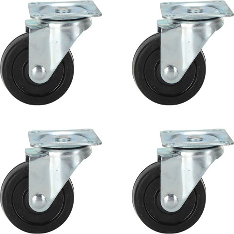4 roulettes pivotantes en caoutchouc de 2 pouces, double roulement à billes, support en acier inoxydable, usage universel. (1/5)