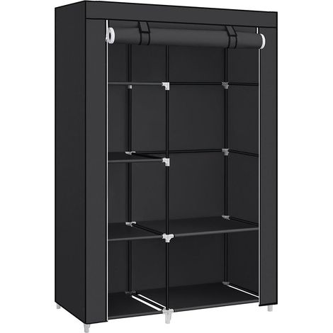 Armoire à vêtements penderie 45 x 105 x 168 cm rangement pratique design moderne en tissu non-tissé noir (1/5)