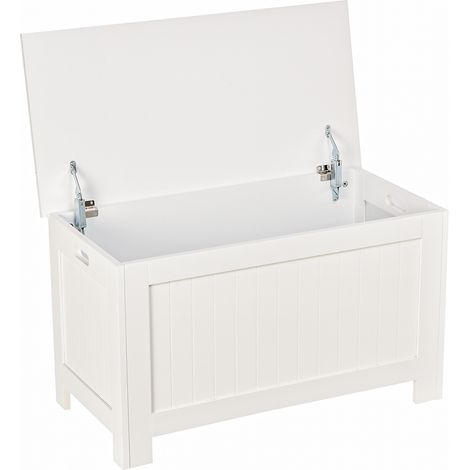Banc coffre de rangement, blanc, 81 x 40 x 46 cm, avec couvercle, pour chambre salon, assise confortable, rangement salon chambre