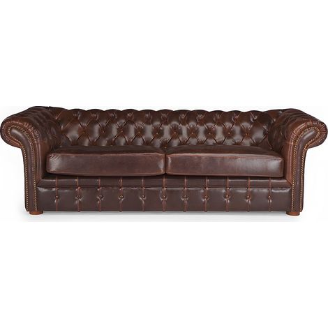 Canapés 3 places et 2 places chesterfield CLOTAIRE 100% cuir vieilli (1/4)