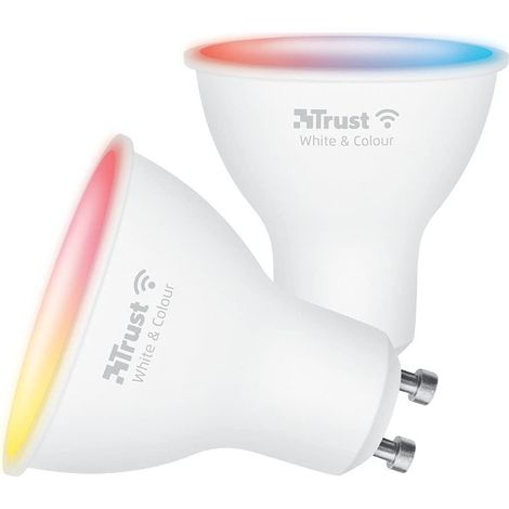 Trust WiFi GU10 Lampadina Smart Multicolore, Compatibile con Alexa e Google Nest, Faretto LED, Hub non Necessario, 2.4GHz Lampada WiFi, Luce LED Fredda e Calda, Bianca e Multicolore - 2 Pezzi (1/5)