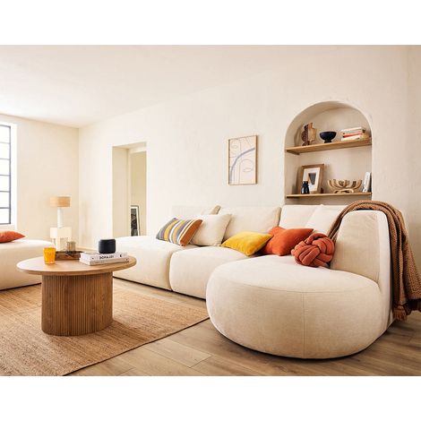 Santorini - 5-sitzer modulares ecksofa rechts - aus strukturiertem stoff - beige (1/5)