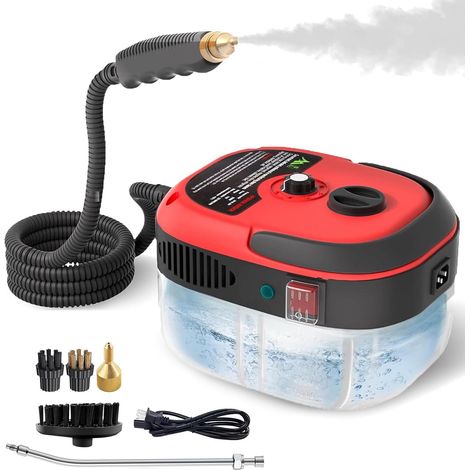 2500-W-Dampfreiniger, Handdampfreiniger, 1000-ml-Wassertank mit großem Fassungsvermögen, mit 3 in 6 Stufen einstellbaren Bürstenköpfen, 10-S-Schnellaufheiz-Multifunktions-Dampfreiniger (1/5)