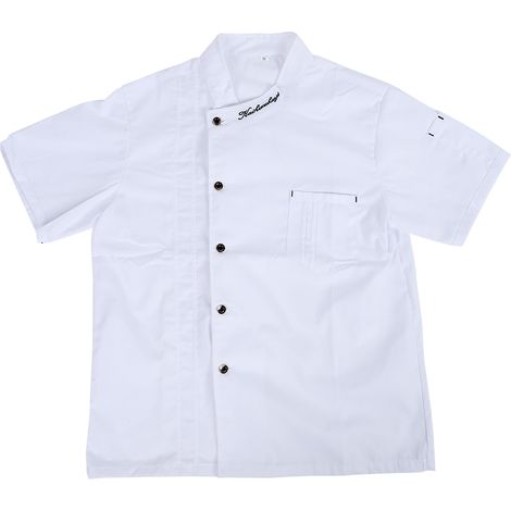 Veste De Cuisine Homme Manche Courte - Uniforme Chef Respirant Blanc - Pour Restaurant Et Café - Taille XL (1/5)
