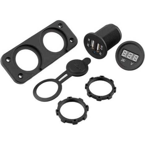 lyrlody Prise USB à Double Port de Sortie de Puissance Imperméable 12V avec Voltmètre DC LED pour Le Bateau de Voiture Marine Utilisation du Chargeur USB à 2 Ports. (1/5)