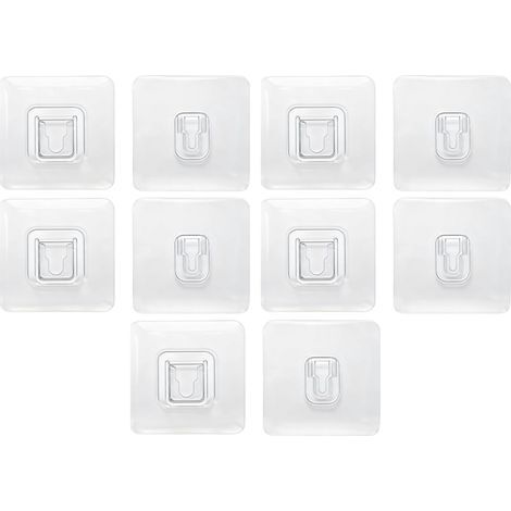 Set mit 5 selbstklebenden Wandhaken, transparent, kein Bohren erforderlich, 6 x 6 cm, für Küche und Bad (1/5)