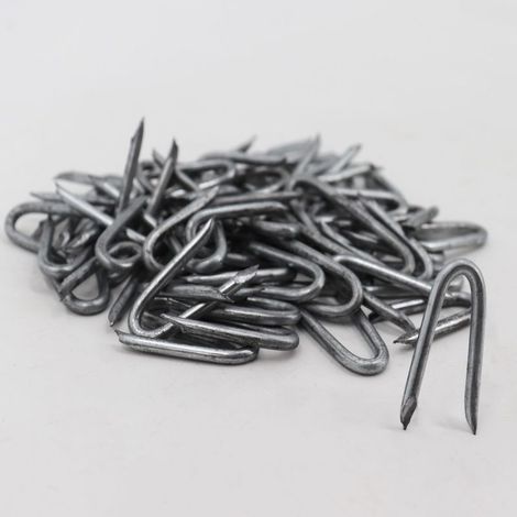 – Crampons en U galvanisés 3 kg – Boucles métalliques pour clôtures – Fixation durable sur poteaux en bois dur et tendre – Fabriqué en Allemagne (1/5)