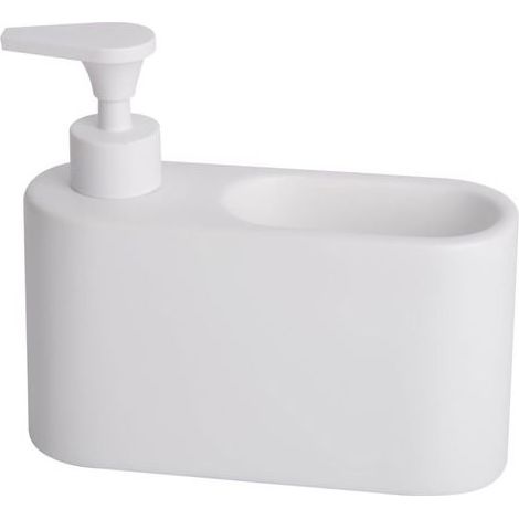 Distributeur liquide vaisselle porte eponge pour cuisine Distributeur savon liquide pour les mains avec espace porte éponge Porte savon cuisine Matériel: céramique Couleur: blanc mat (1/5)